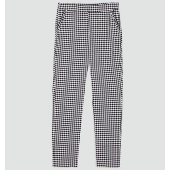 NEW ZARA Black White Gingham Check Plaid Mid Rise Ankle Crop Pant Pockets S - Picture 3 of 9